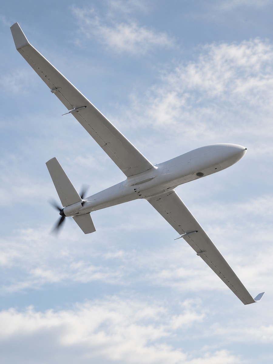 Fixed-wing drone in flight
